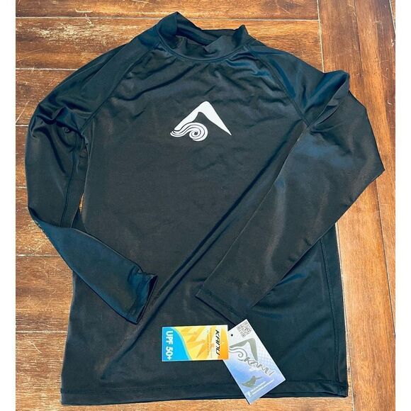 Kanu Surf Men's Long Sleeve Platinum UPF 50+ Rashguard Swim Tee, Black, Small - Picture 2 of 5